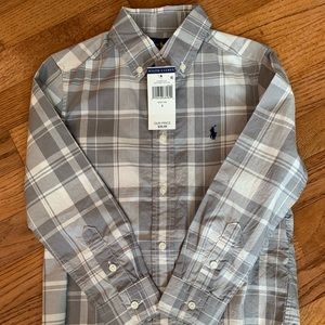 Ralph Lauren Gray White Plaid Boys Button Down